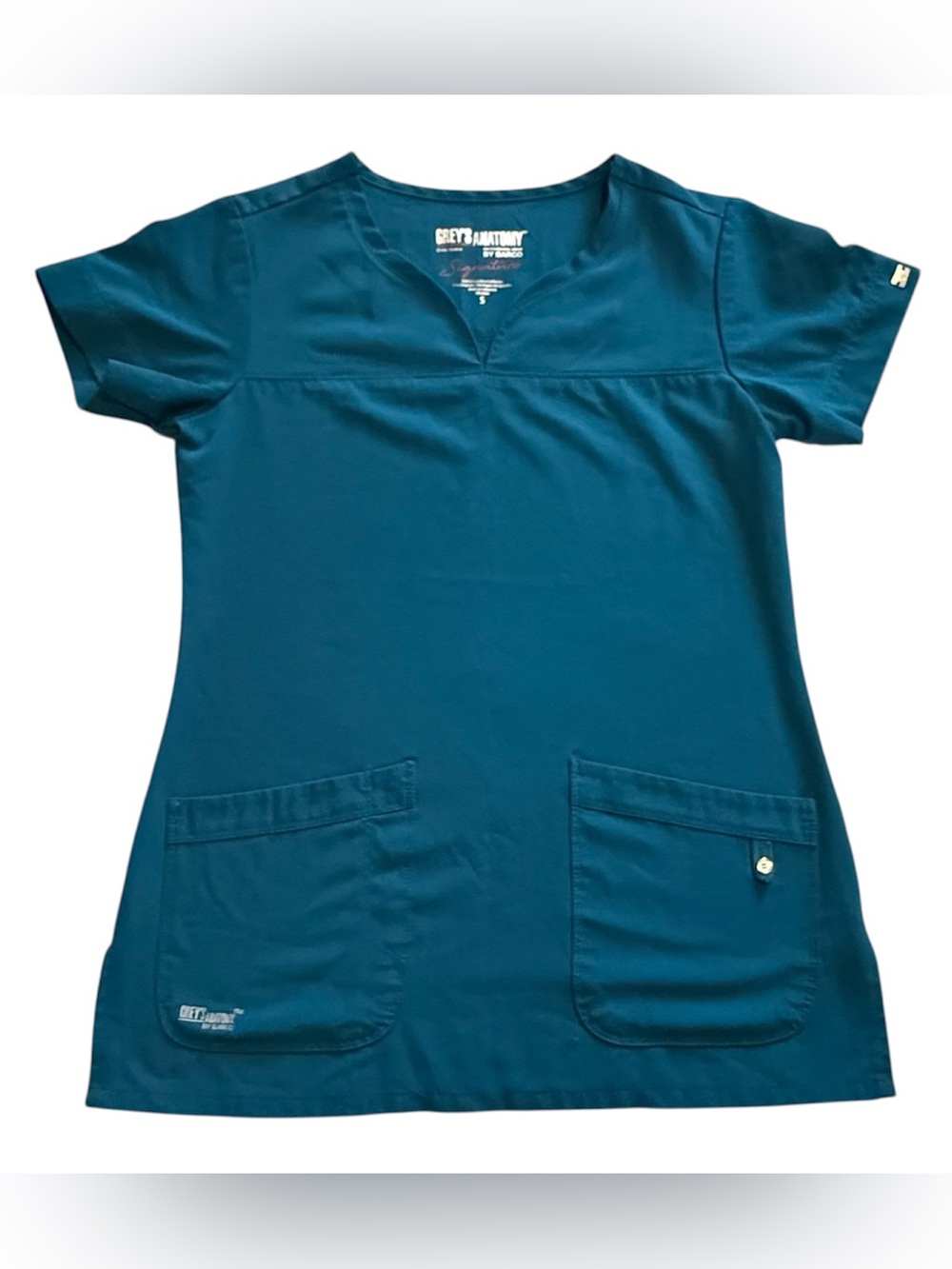 Grey’s Anatomy Signature Barco Teal Scrub Top Small Stretch 2121